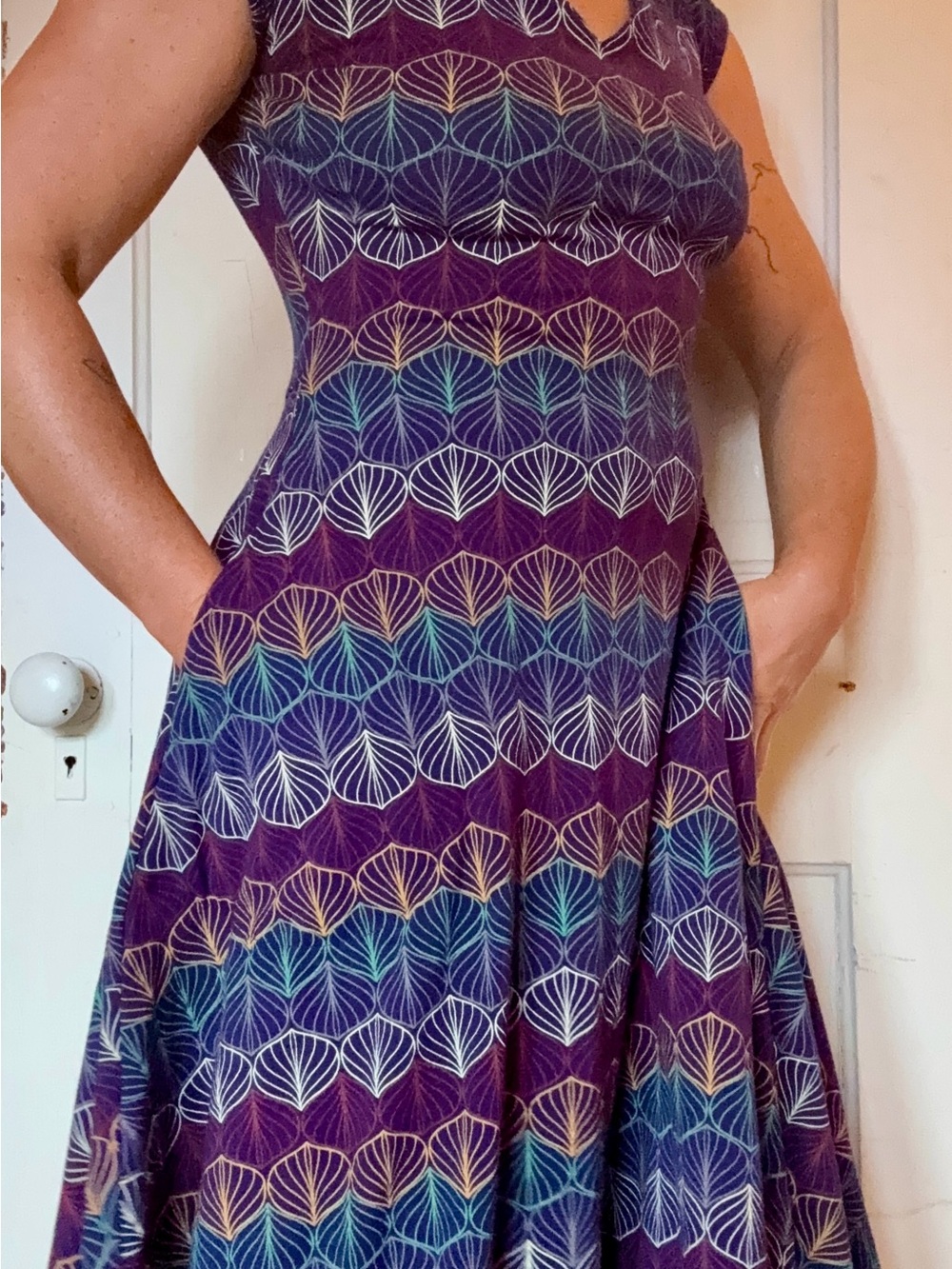 Effie’s Heart Women's Purple Patterned Fit-and-Flare Dress